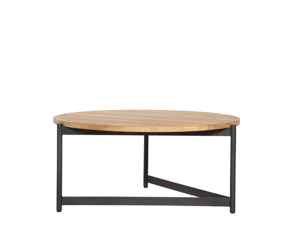 Sunpan Amalfi Coffee Table - Modern Outdoor Elegance with Durable Teak Wood Top and Black Aluminum Frame Large - 36W x 36D x 17H