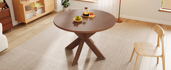 English Elm Christopher Knight Home® - Round MDF Dining Table Cherry – Modern Farmhouse Round Kitchen Table Seats 5, Easy Assembly, 300lb Capacity, Space-Saving Elegance N779P266070C