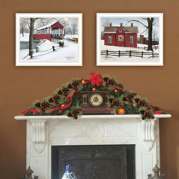 English Elm Trendy Decor 4u Folk Art Pastoral Scenes 2 Piece Framed Print Set for Farmhouse Walls B067P255228