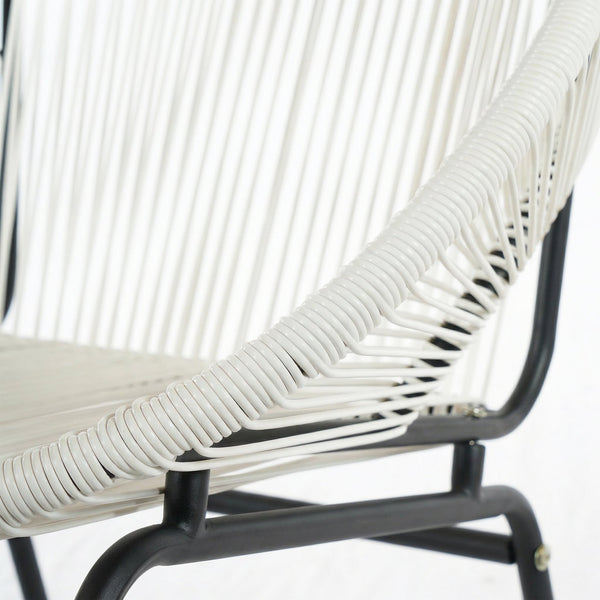 English Elm Nusa Outdoor Pe Rattan Patio Chairs with Iron Frame Airy Oval Weave Set of 2 White N775P422987W