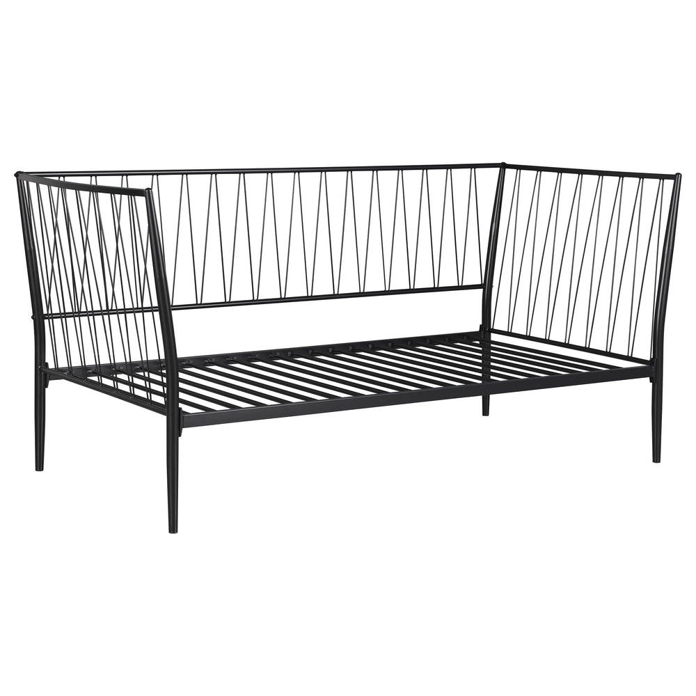 English Elm Vertigo Powder-coated Metal Twin Daybed with Slatted Backrest for Modern Spaces B062S01656