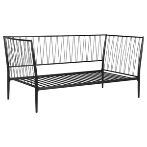 English Elm Vertigo Powder-coated Metal Twin Daybed with Slatted Backrest for Modern Spaces B062S01656
