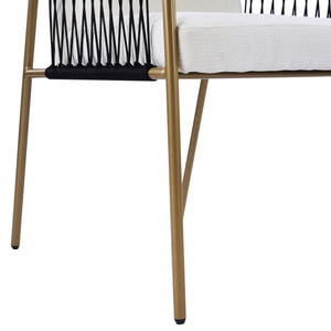 English Elm Fabric Upholstered Dining Chairs Glam Set of Two with Gold Accents Iron Frame N768P379517W