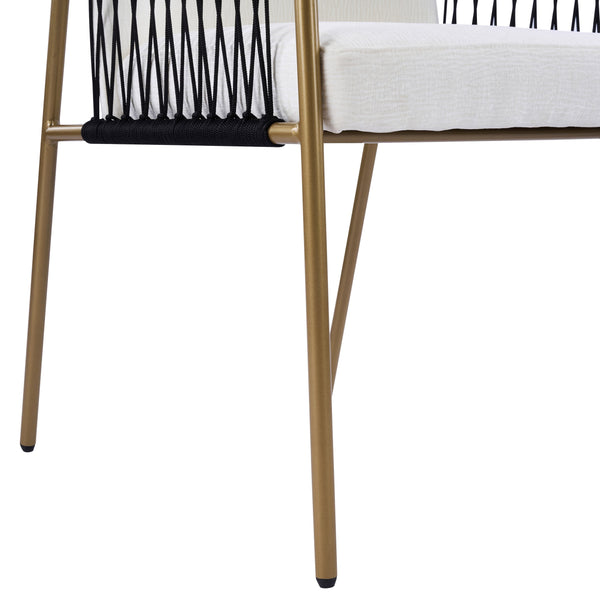 English Elm Fabric Upholstered Dining Chairs Glam Set of Two with Gold Accents Iron Frame N768P379517W