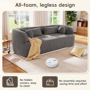 English Elm [new]86" Chenille Cloud Sofa Curved Legless 3-seater with Pocket Springs for Living Room Gray N723P404465E