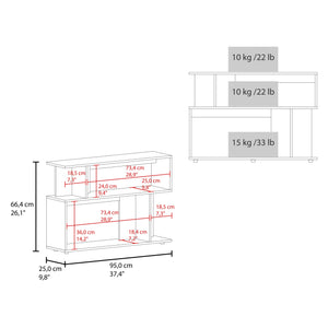 English Elm Bell Contemporary Wood Wall Shelf with Two Open Levels for Home Office or Living Room B128P473987
