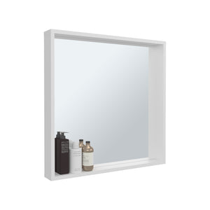 English Elm Dakota Wall-Mounted Medicine Cabinet with Mirror & Shelves, White Engineered Wood Organizer Stylish and Space-Saving B200P362001