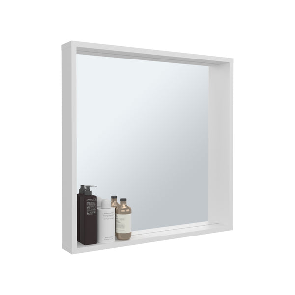 English Elm Dakota Wall-Mounted Medicine Cabinet with Mirror & Shelves, White Engineered Wood Organizer Stylish and Space-Saving B200P362001