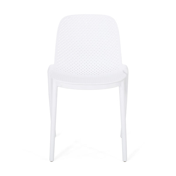 English Elm Christopher Knight Home® - IVY Outdoor Dining Chair with Weather-Resistant Polypropylene, Perforated Modern Design & Durable Frame White 33.5 L x 23.5 W x 20.3 H 68520.00WHI