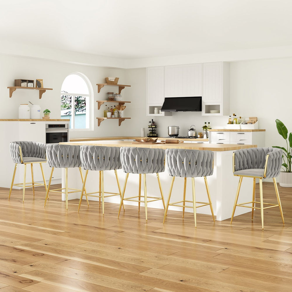 English Elm Counter Height Stools Set of 2 Mid-century Metal Legs Ergonomic Kitchen Island Seating T3623P430900