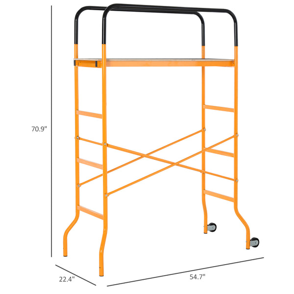 English Elm Homcom Rolling Steel Scaffold 4 Step Platform 440 Lb Anti-skid Indoor Outdoor W2225P217272