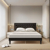 English Elm Upholstered Platform Bed Frame With Adjustable Headboard Available In Queen Size