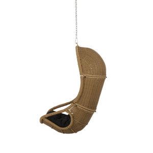 English Elm Christopher Knight Home® - Berkshire Cozy Hanging Chair With 8Ft Chain - Stylish Wicker Design, Plush Cushions & Versatile Use 70842.00BLK