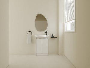 English Elm 23" Freestanding Bathroom Vanity with Ceramic Vessel Sink, Soft-Close Doors, Adjustable Shelf Storage Glossy White W999P206105