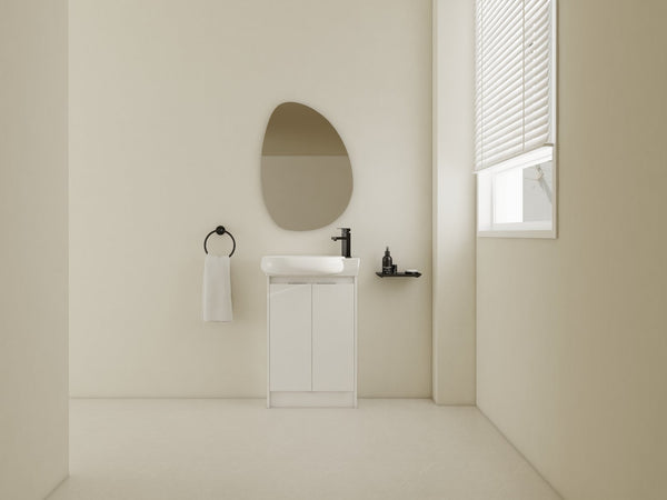 English Elm 23" Freestanding Bathroom Vanity with Ceramic Vessel Sink, Soft-Close Doors, Adjustable Shelf Storage Glossy White W999P206105