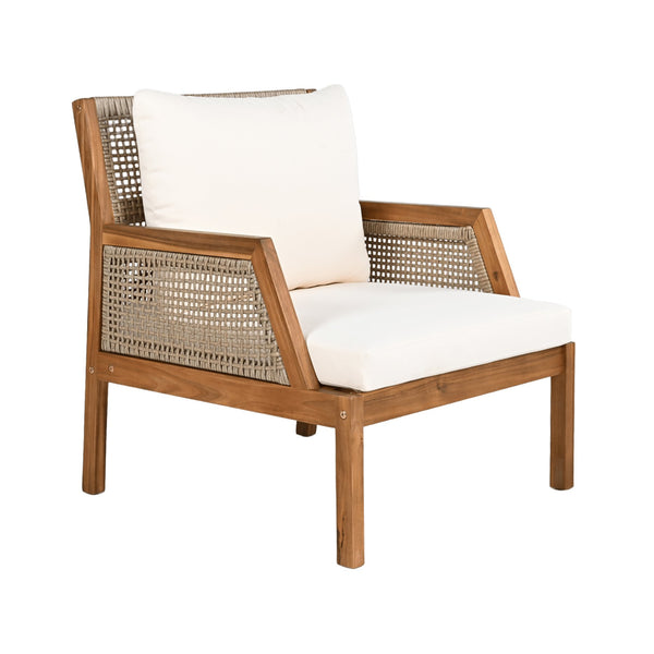 English Elm Acacia Hardwood Wicker Club Chair Deep Seating Outdoor Patio with Cushioned Comfort N780P248457T-2