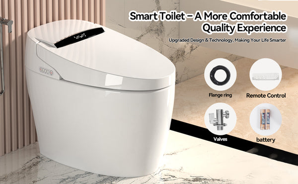 English Elm Smart Bidet Toilet with Auto Open Seat Heated Wash Warm Air Dry and Remote W3133P384770