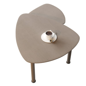 English Elm 360 Rotatable Sintered Stone Top Coffee Table with Sliding Function, Modern Marble-Look Surface & Wood Legs Dark Brown W2899P372757