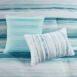 Madison Park Marina Coastal 8 Piece Printed Seersucker Comforter and Quilt Set Collection MP10-7947 Aqua