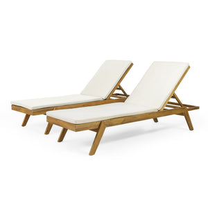 English Elm Christopher Knight Home® - Caily Chaise Lounge Set - Stylish Acacia Wood, Adjustable Backrests, Water-Resistant Cushions, Durable! 71346.00CRM