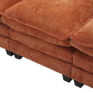 English Elm United We Win 106" U-Shaped Sectional Sofa - Comfy Chenille Couch With Usb Ports, Storage Ottoman & Pillows W1568S00234-GIGA