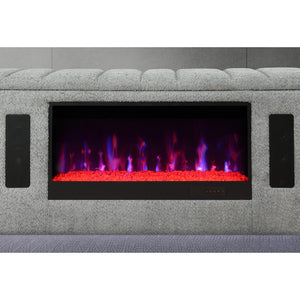 English Elm Isaiah Ultra-Soft Upholstered 5PC Bedroom Set with 50" TV Lift, LED, Speakers & Fireplace Queen B201S00407