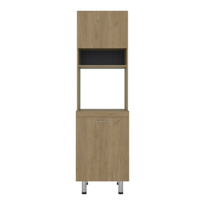 English Elm Fingal Natural Oak Pantry Cabinet with Microwave Niche and Closed Kitchen Storage B097P474321