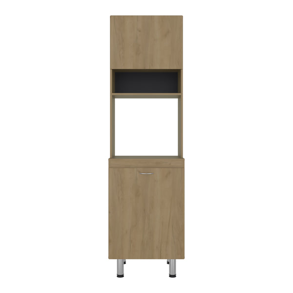 English Elm Fingal Natural Oak Pantry Cabinet with Microwave Niche and Closed Kitchen Storage B097P474321