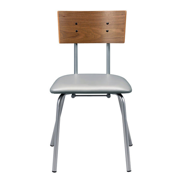 English Elm Grey Bentwood Side Chair Set of 2 with 40mm Padded PU Seat, Oak Finish & Steel Legs for Modern Dining B062P209262