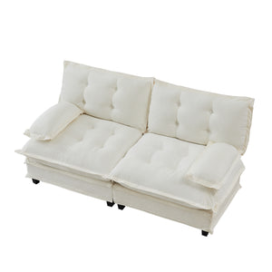 English Elm 77 Inch Chenille Cloud Loveseat Modular Deep Seat Sofa for Living Room or Apartment Beige W714S01674