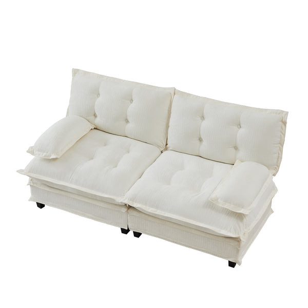 English Elm 77 Inch Chenille Cloud Loveseat Modular Deep Seat Sofa for Living Room or Apartment Beige W714S01674