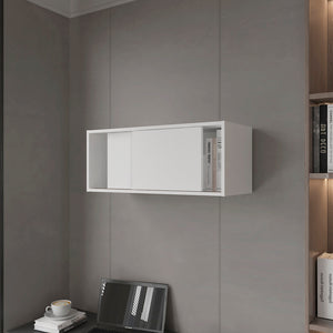 English Elm Wall Cabinet Bliss White Wall-Mounted Storage with Sliding Doors, 55 lb Capacity, Sleek Office Organizer B092P245923