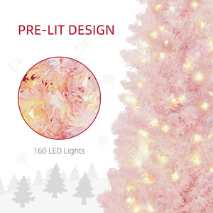 English Elm Pink Flocked Pencil Christmas Tree with Warm White Led Lights for Small Spaces T3971P400682