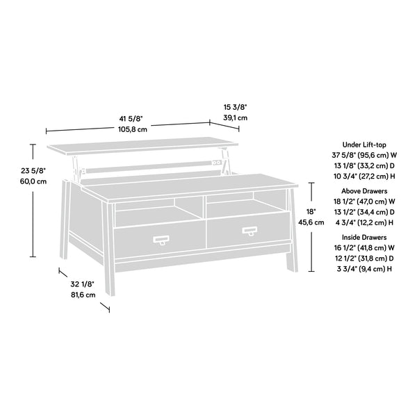 English Elm Lift-Top Coffee Table With Versatile Storage & Stylish Brown Finish For Modern Living Spaces B356P367796