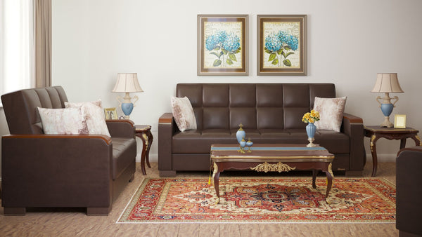 English Elm Primenest Zenaero X Convertible Loveseat With Storage - Stylish Comfort For Small Spaces, Brown Pu B030P281778-GIGA