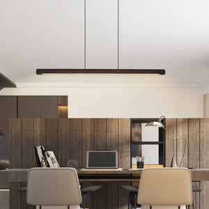 English Elm 51-inch Walnut Wood Linear Led Pendant Tunable Warm Light for Dining or Kitchen W1340P264189
