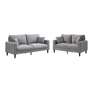 English Elm Two Two Piece Sofa Set with Corduroy Upholstery, Durable Hardwood Frame, Plush Cushions for Cozy Lounging LIGHT GREY 35.83 L x 31.9 W x 12.6 H W2297S00023