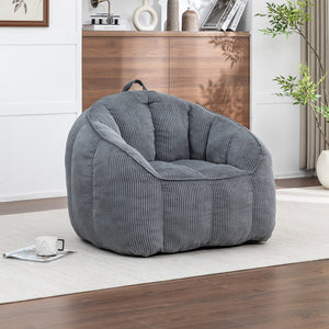 English Elm Giant Corduroy Bean Bag with Armrests Shredded Foam Lounge Chair for Living Room Dark Gray W2200P442623