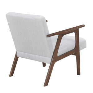 English Elm Modern Mid-Century Accent Chair Walnut Frame with Textured Linen Upholstery and Cushioned Seat Comfortfulness Gray 26.5 L x 23.5 W x 10 H B011P308031