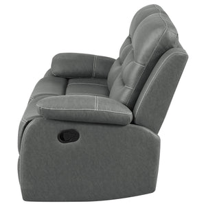English Elm Kenneth Dark Grey Reclining Loveseat with Tufted Upholstery, Pillowtop Arms & Contrast Stitching B062P353278