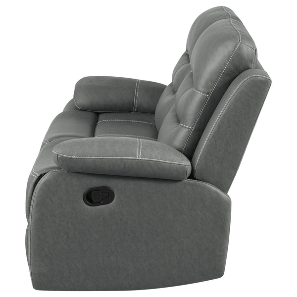 English Elm Kenneth Dark Grey Reclining Loveseat with Tufted Upholstery, Pillowtop Arms & Contrast Stitching B062P353278