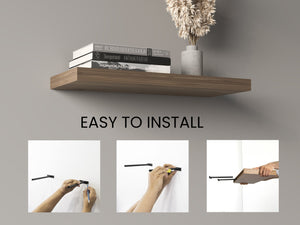 English Elm Ecco Floating Shelves Set of 2 — 31.5" Wall-Mounted Matte Particle Board Shelves with Hidden Brackets and Sturdy Support Dark Brown 32 L x 11 W x 4 H B070P242485