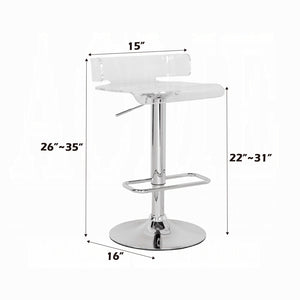 English Elm Adjustable Acrylic Swivel Bar Stool with Small Back and Gas Lift Height Control for Modern Kitchens Chrome,Clear 18 L x 18.5 W x 10 H B2741P326196