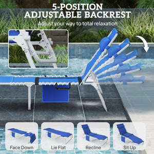 English Elm Pool Tanning Lounger with Face Hole Prone Rest Mesh Seat and Folding Side Table T3971P481186