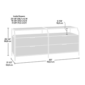 English Elm Dresser, Versatile Brown Finish With Tempered Glass Top - Stylish Storage For Any Room, Quick Assembly B356P402780