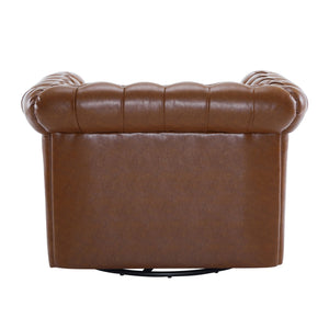 English Elm Christopher Knight Home® - Chesterfield Swivel Club Chair with Deep Button Tufting, Nailhead Trim, 360° Metal Swivel Comfort Cognac 39.25 L x 33.85 W x 27.85 H N776P195601C