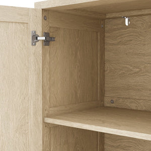 English Elm 70" Rattan Buffet Cabinet with Stylish Woven Doors, 4-Door Sideboard with Adjustable Shelves, Sturdy MDF Frame and Solid Wood Legs Natural W757P279742