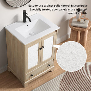English Elm White Ceramic Wall Mount Bathroom Sink with Integrated Towel Bar for Modern Baths W3402P362474