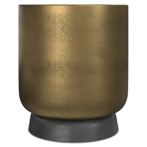 English Elm Cody Cast Aluminum Side Table in Bronze — Handcrafted Antique Brass Top, Textured Finish, Multipurpose Decor (21") B136P239033