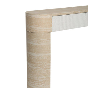 English Elm Entryway Console Table with Fluted Drawers Warm Woodgrain Finish for Hallway or Sofa W3040P455735